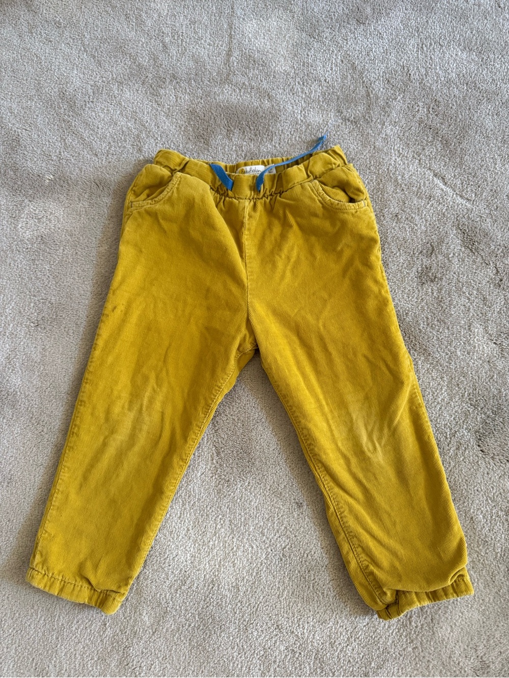Mini Boden Mustard Yellow Corduroy Lined Pants